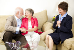 an agent and elderly couple